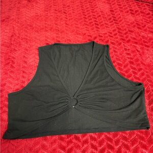 Black Sleeveless Twist-Front Crop Top
